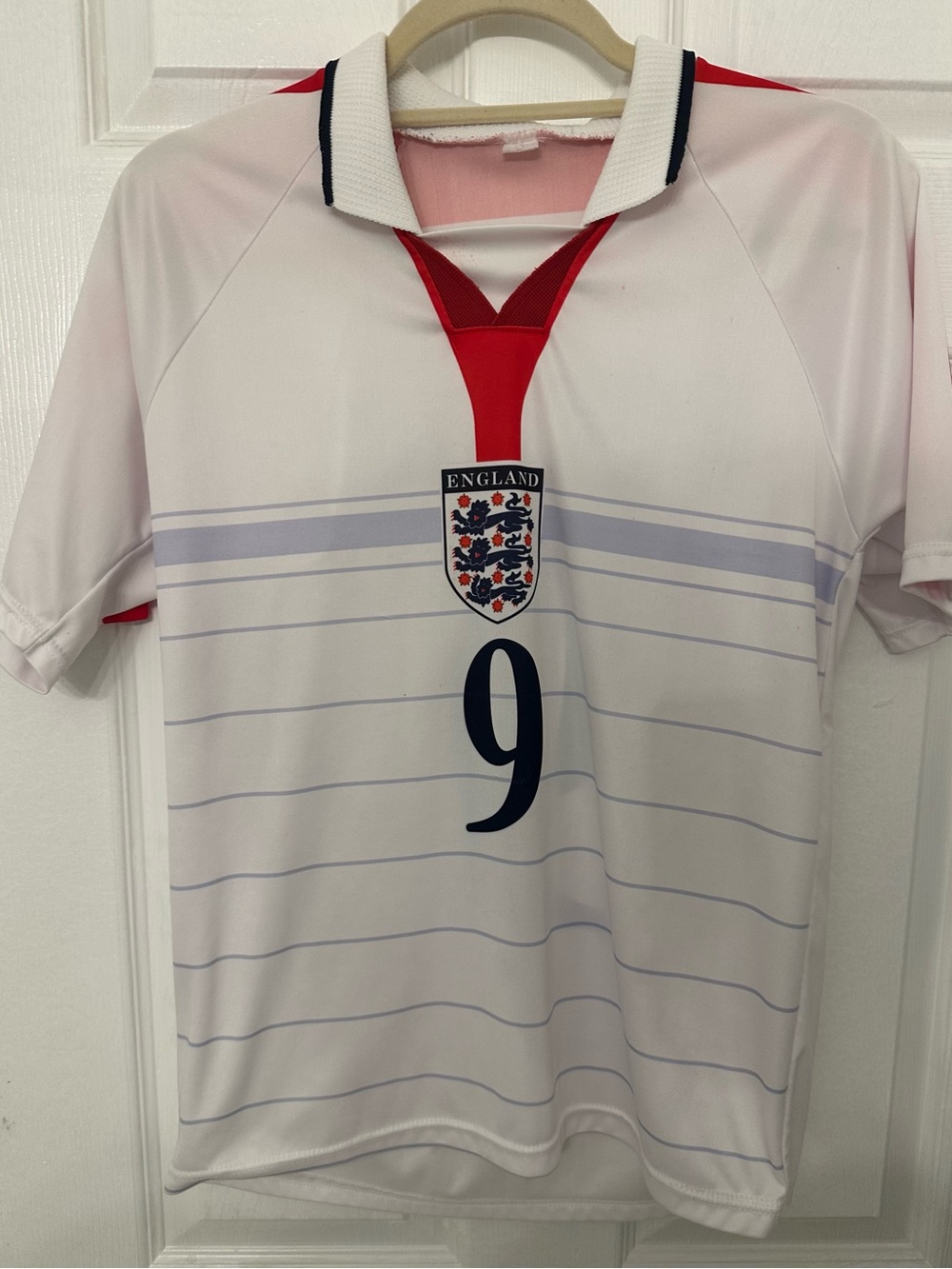 Wayne Rooney England #9 White Soccer Jersey with Red Trim